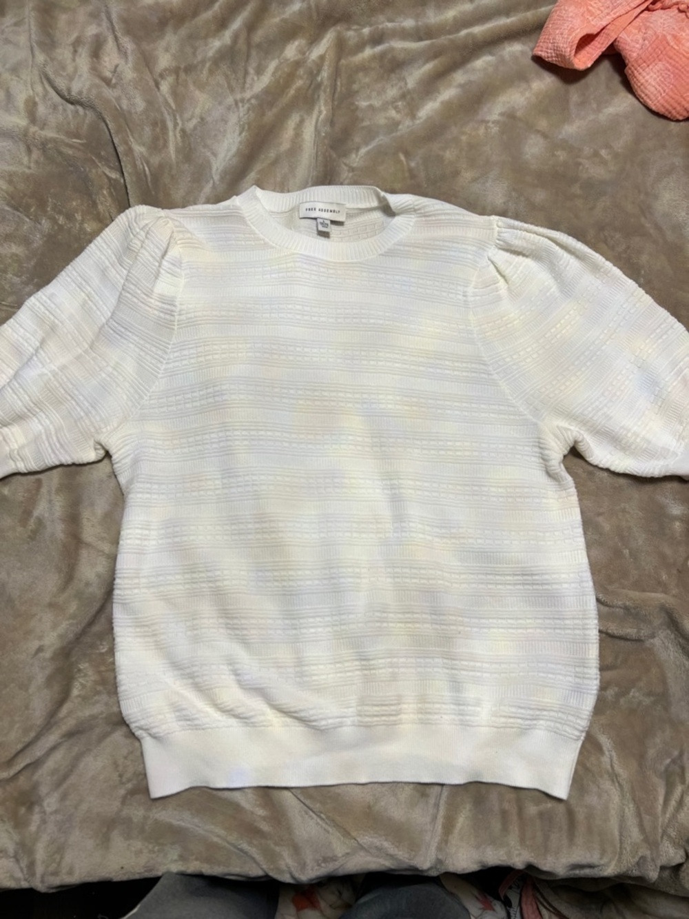 Frame Denim White Textured Crewneck Sweater
